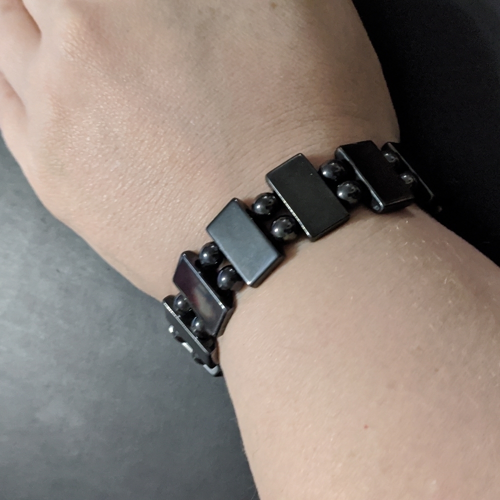 Magnetic Hematite Gemstone Beaded Stretchy Elastic Statement Bracelet